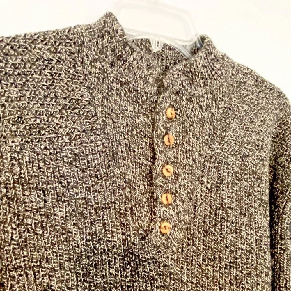 Alps heavy thick knit winter sweater size XL in brown, black, and off-white.